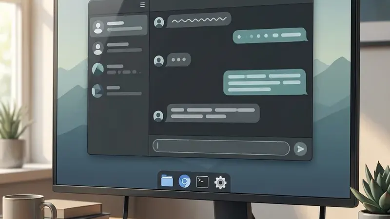 Рабочий стол Linux с отдельным окном чат-бота на экране