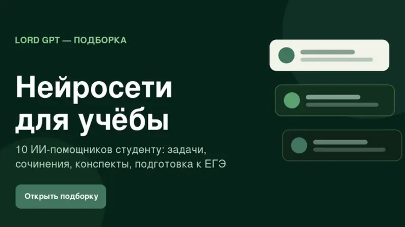 Нейросети для учёбы — подборка ИИ-помощников Lord GPT