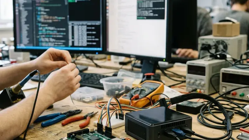 FPGA-плата, подключенная к мини-ПК для запуска языковой модели