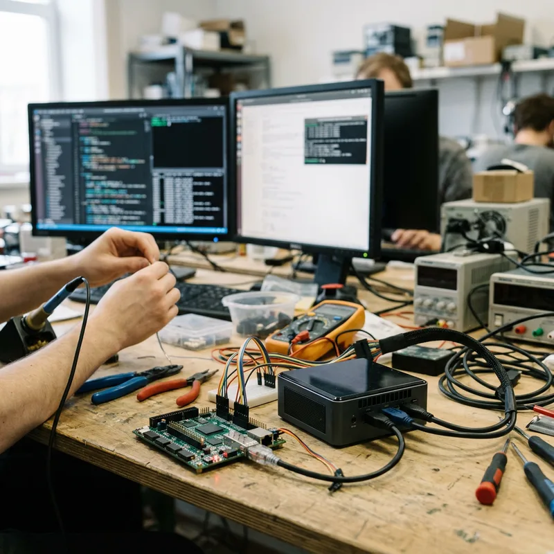 FPGA-плата, подключенная к мини-ПК для запуска языковой модели